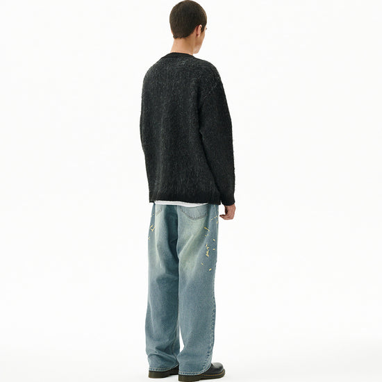 Mahagrid Mixed Hairy Knit Cardigan