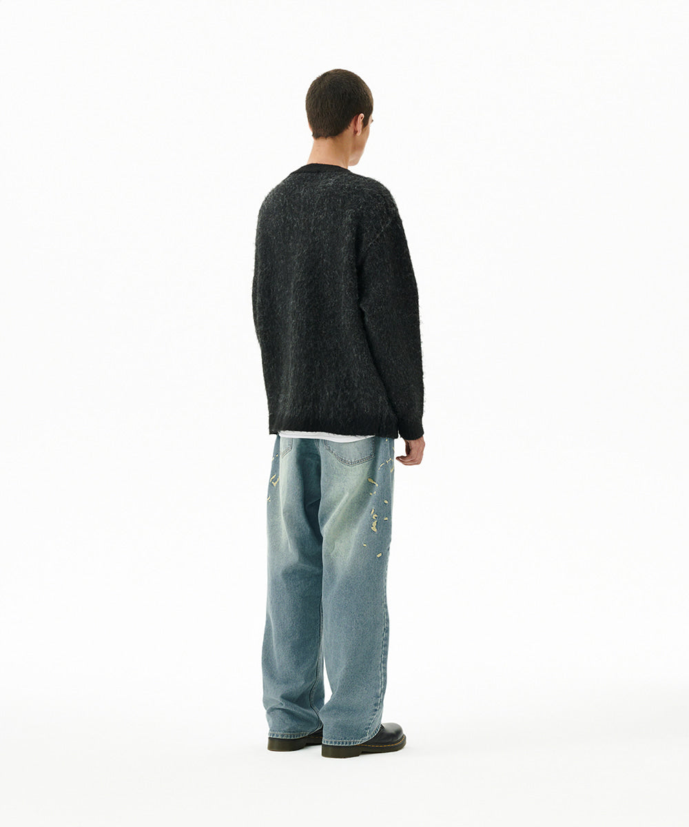 Mahagrid Mixed Hairy Knit Cardigan