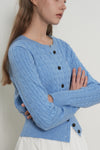 General Idea WOMAN GNRL Signature Superfine Wool Cable Cardigan [Light Grey]