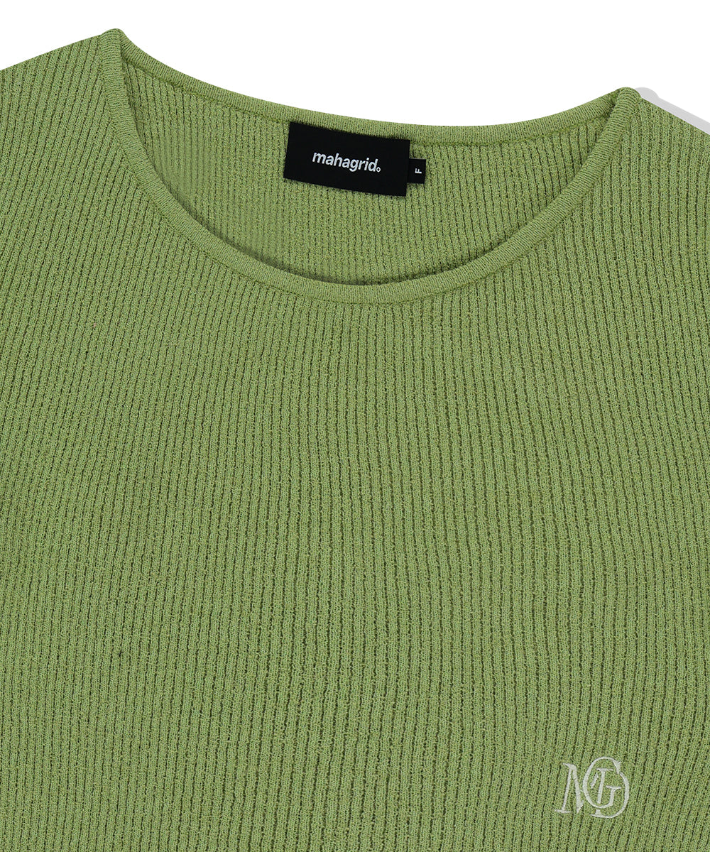 Mahagrid Cut Off Long Sleeve Knit