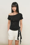 General Idea WOMAN Mesh Trim One Shoulder T-Shirt