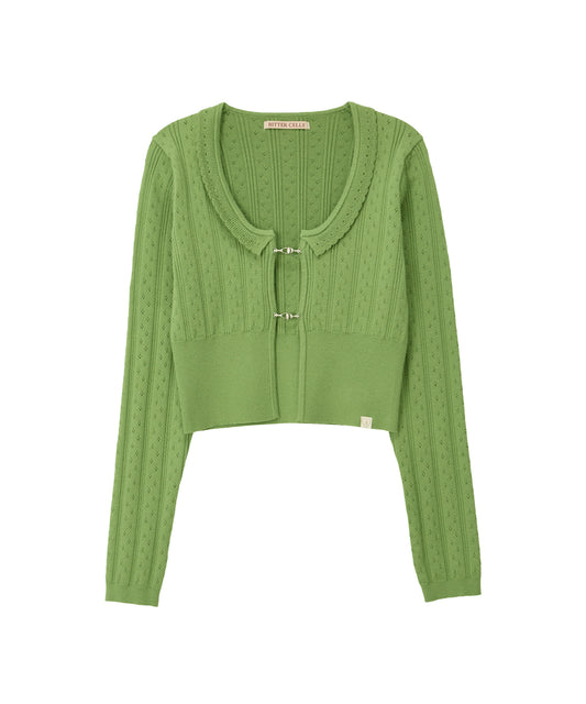 Bitter Cells Daisy Pointelle Cardigan - Olive