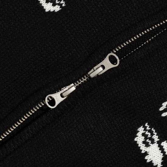 Nice Ghost Club Dancing Skeletons Zip Polo Knit