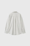 General Idea WOMAN Loose Fit Button Wrap Stripe Shirt [WHITE]