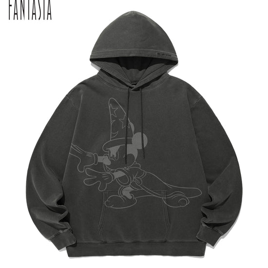 Nice Ghost Club Fantasia Mickey Mouse Pigment Hoodie in Charcoal