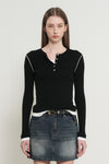 General Idea WOMAN Henry Neck Layered Knit Pullover