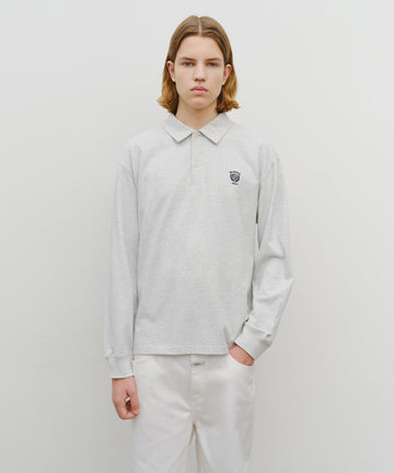 Marithé François Girbaud CREST LOGO JERSEY POLO LONG SLEEVE Light Heather Gray