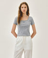 Marithé François Girbaud W FLOWER SLIM CROP TEE