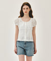 Marithé François Girbaud W PUFF SLEEVE LACE SHIRT