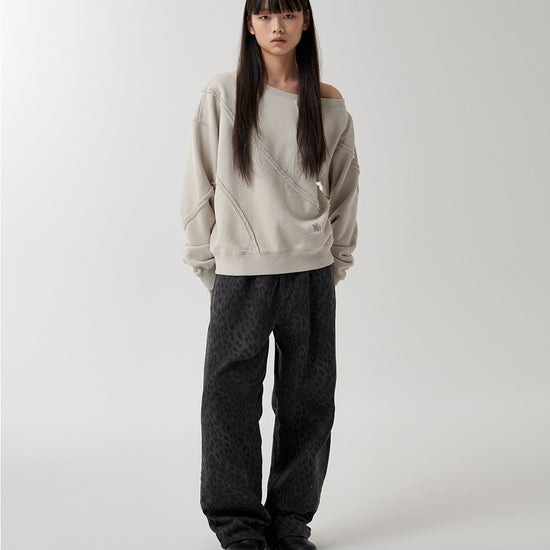 Mahagrid Cut Off One Shoulder Sweatshirt