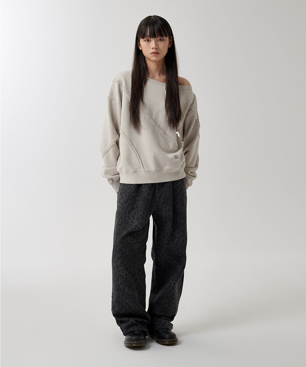 Mahagrid Cut Off One Shoulder Sweatshirt