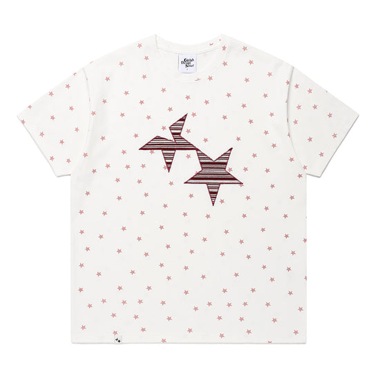 Cavish Twin Star Striped Applique Short Sleeve Tee