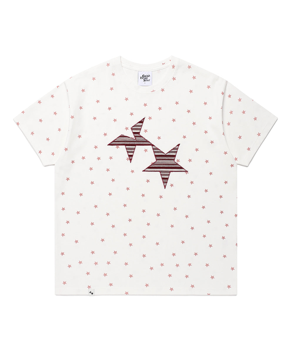 Cavish Twin Star Striped Applique Short Sleeve Tee