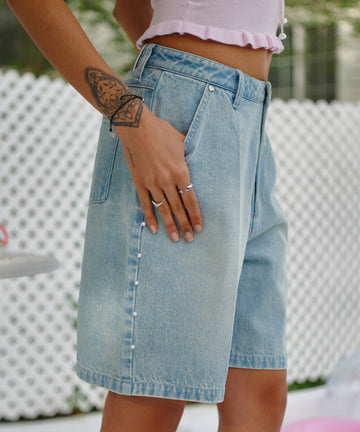 Bitter Cells Rachel Pearl Shorts-Light Blue