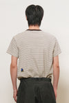 General Idea MAN Minimal Embroidery Stripe Short Sleeve T-Shirt [BROWN]