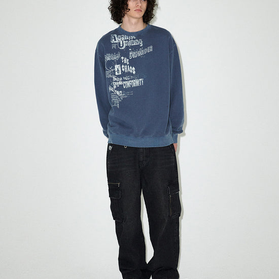 Mahagrid DISORDER PIGMENT SWEATSHIRT [BLUE]