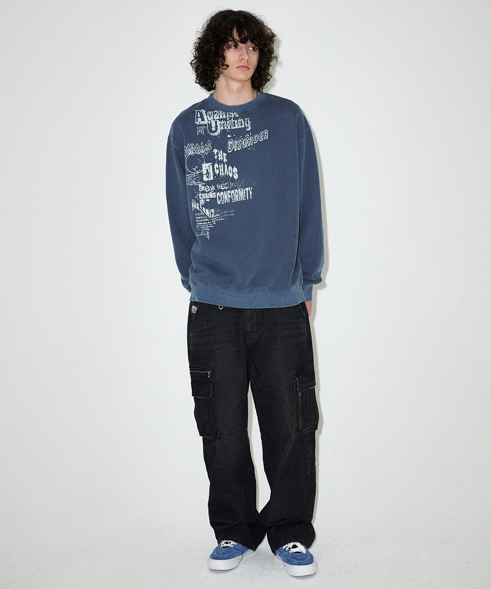Mahagrid DISORDER PIGMENT SWEATSHIRT [BLUE]
