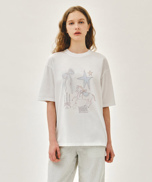 Marithé François Girbaud W UNICORN GRAPHIC OVERSIZED TEE