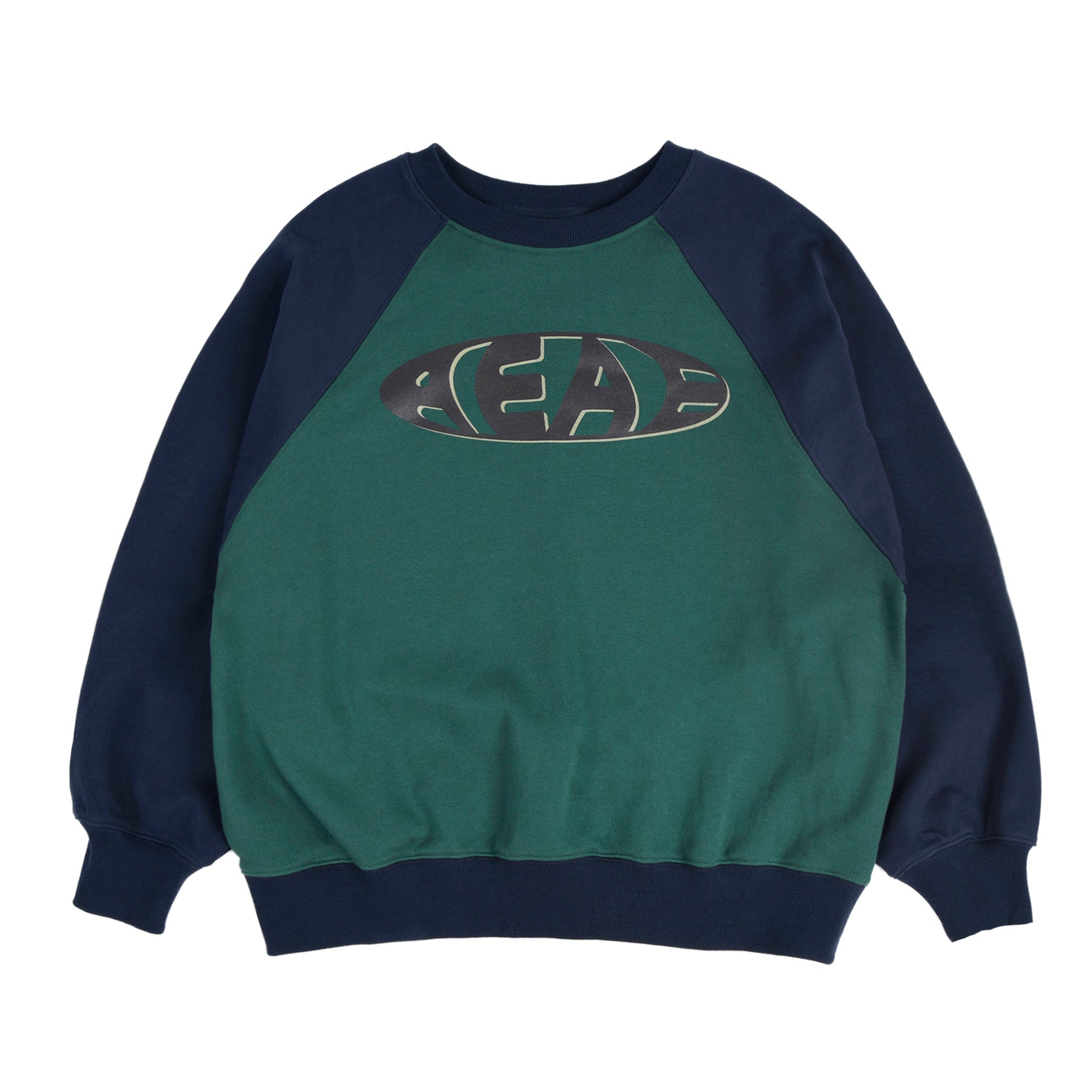 AEAE Vintage Logo Raglan Sweatshirts - Navy/Green