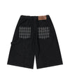 Mahagrid Bermuda Check Pocket Denim Shorts [Black]