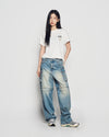 ADLV Woman Fuzzy Font Dragon Short Sleeve T-Shirt