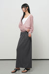 General Idea RUPITA PICK WOMAN DEEP V-NECK SHEER KNIT PULLOVER IN ASH PINK