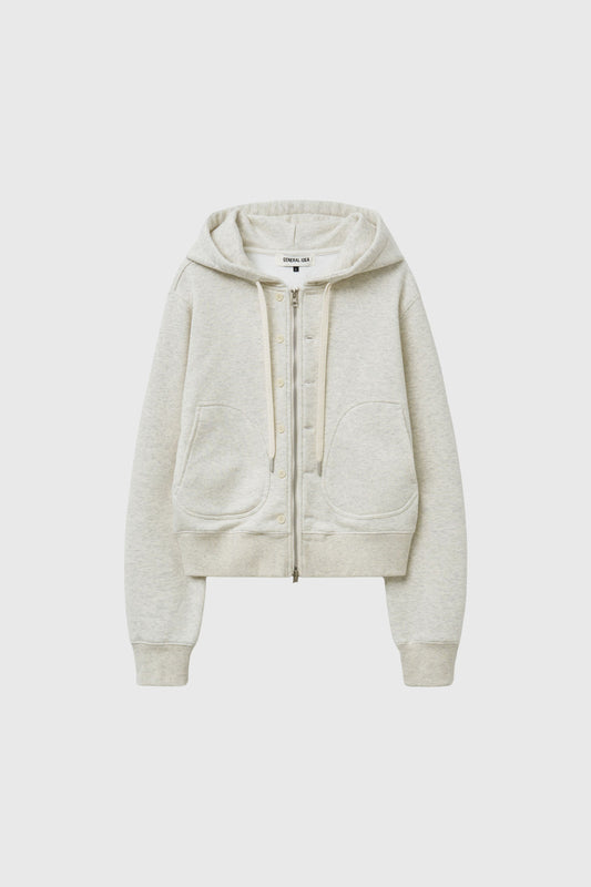 General Idea WOMAN Snap Hoodie Full Zip [OATMEAL]