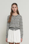 General Idea WOMAN Multi Stripe Crew Neck Cardigan