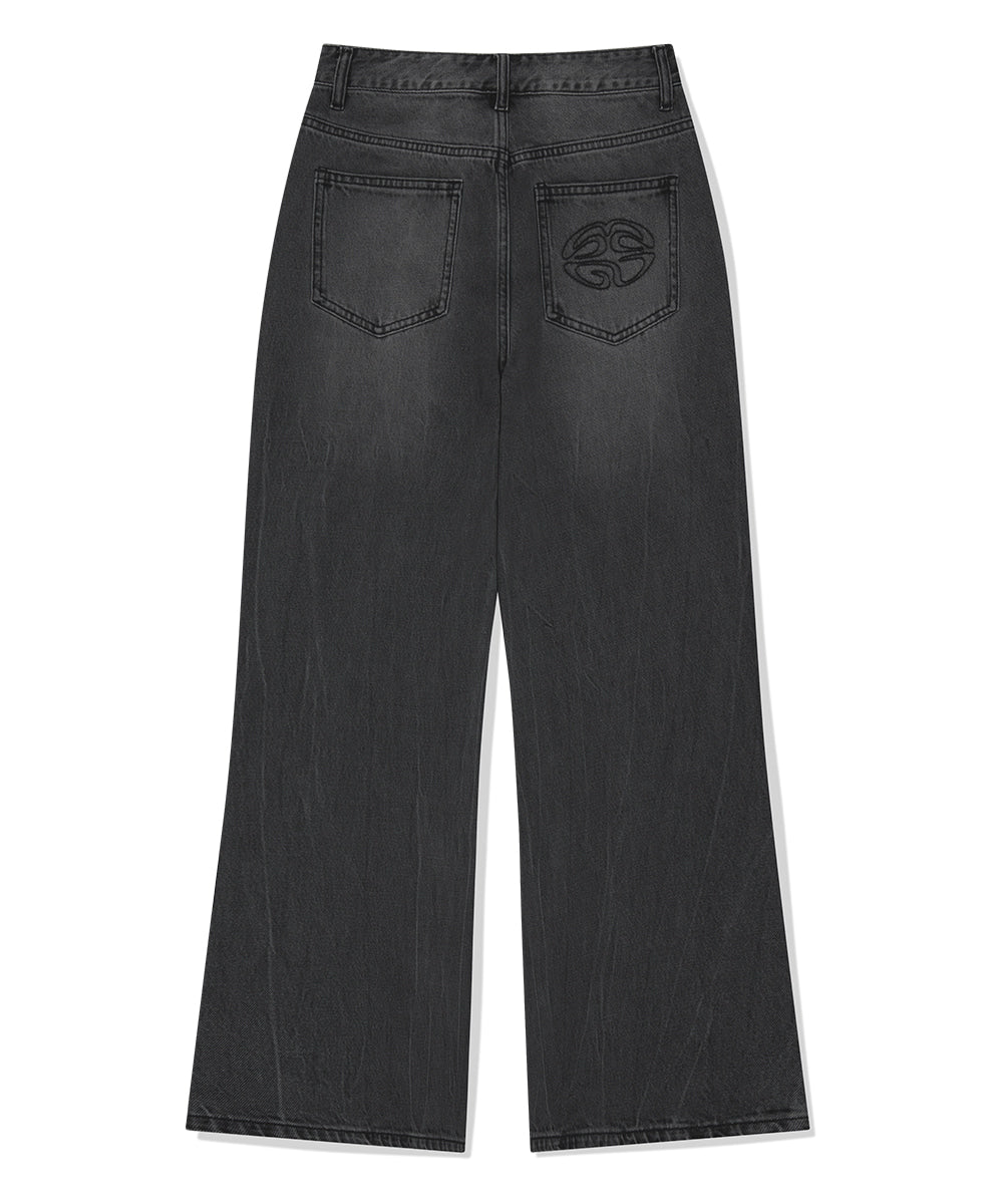 Mahagrid Washed Dart Denim Pant [Black]