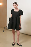 General Idea WOMAN Wrinkle Volume Puff One-Piece [BLACK]