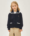 Marithé François Girbaud Kids White Lace Collar Cardigan Navy