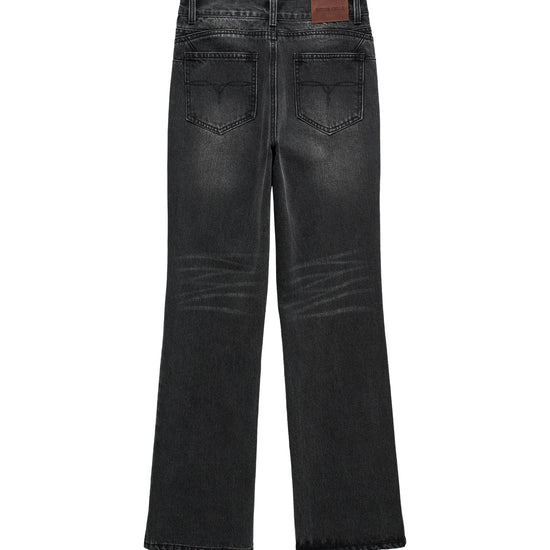 Bitter Cells Katie Slit Straight Denim Pants - Black