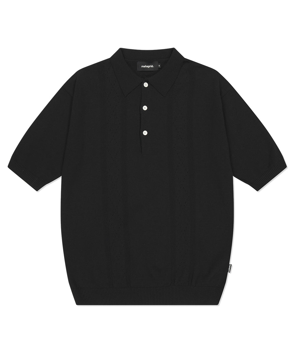 Mahagrid Diamond Half Knit Polo