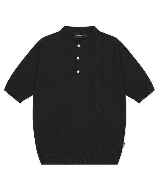 Mahagrid Diamond Half Knit Polo