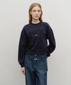 Marithé François Girbaud W Raw Edge Applique Logo Crop Sweatshirt Navy