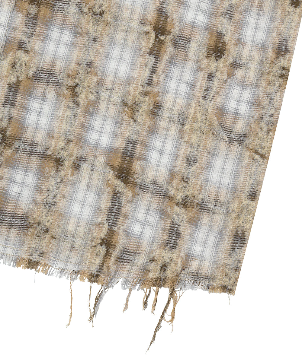 Mahagrid Bleached Raw-Cut Check Shirt