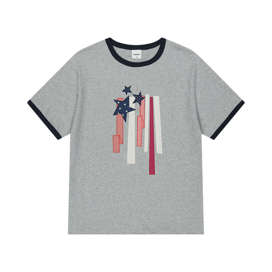 Mahagrid Flag Applique Ringer Tee
