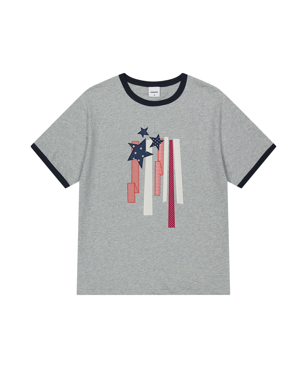 Mahagrid Flag Applique Ringer Tee