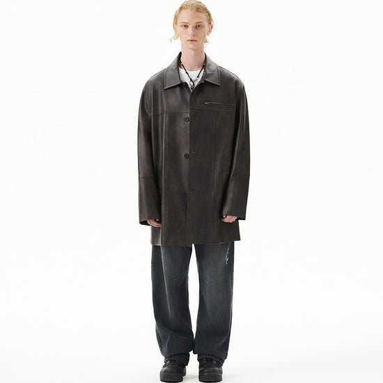 Mahagrid Faux Leather Car Coat