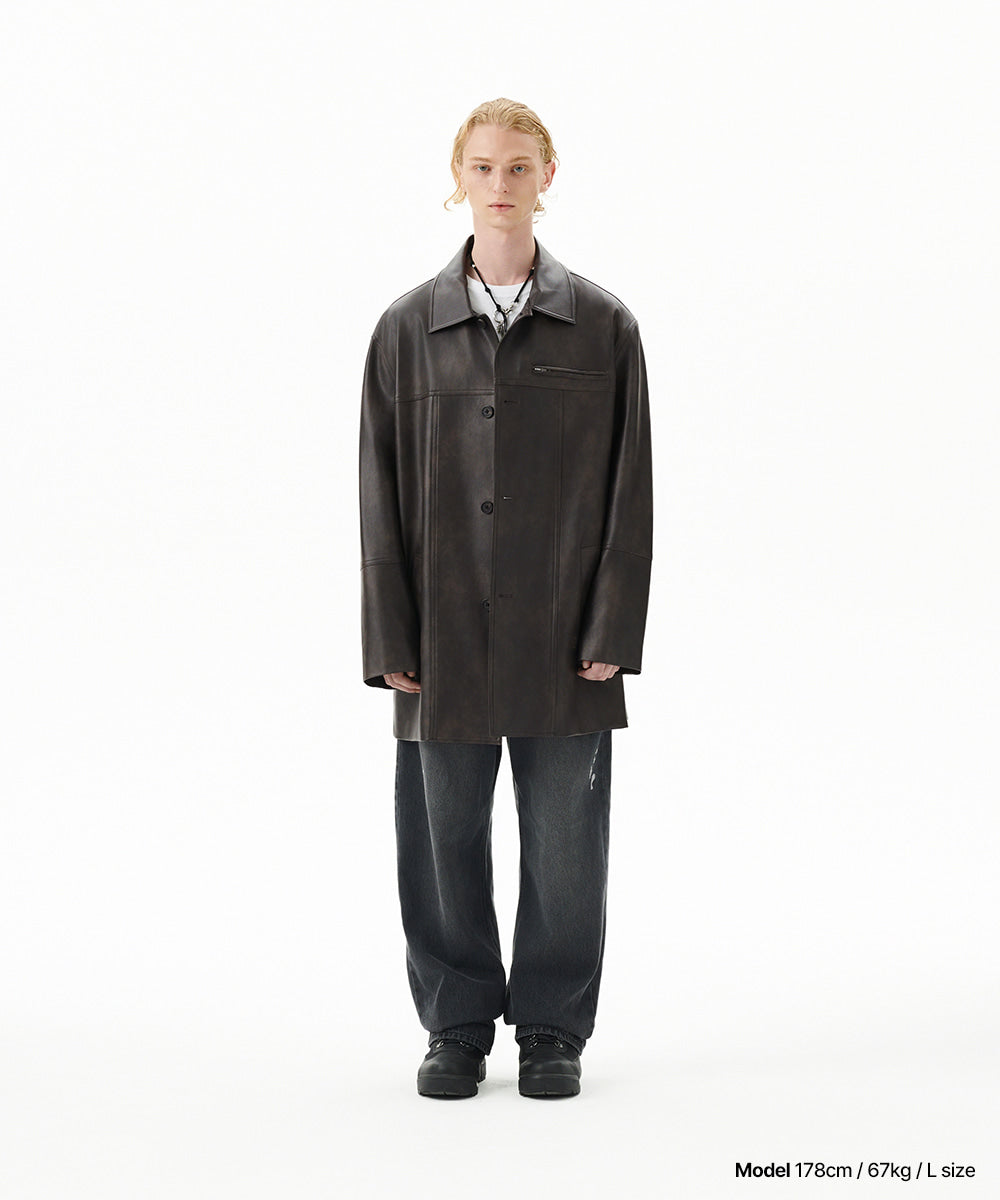 Mahagrid Faux Leather Car Coat