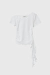 General Idea WOMAN Mesh Trim One-Shoulder T-Shirt [WHITE]