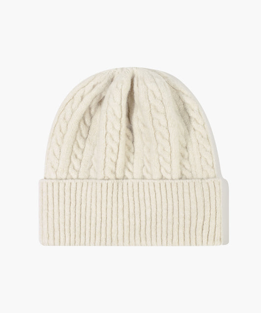 Marithé François Girbaud Kids Cable Knit Beanie in Ivory