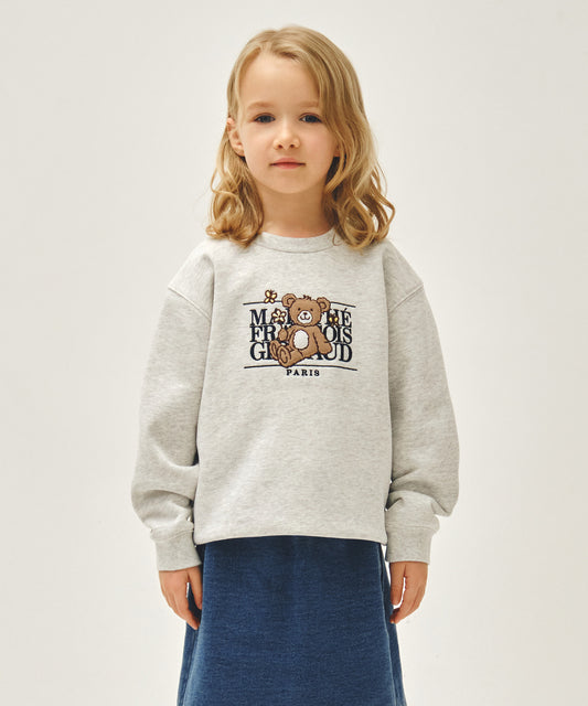 Marithé François Girbaud Kids Flower Bear Classic Logo Regen Sweatshirt Light Heather Gray