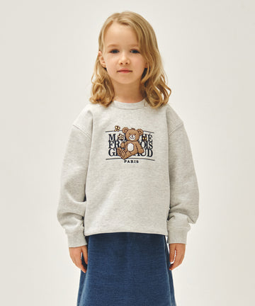 Marithé François Girbaud Kids Flower Bear Classic Logo Regen Sweatshirt Light Heather Gray