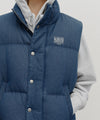 Marithé François Girbaud Classic Logo Denim Down Vest Dark Blue