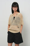 General Idea WOMAN Sheer Net Button Collar Half Knit