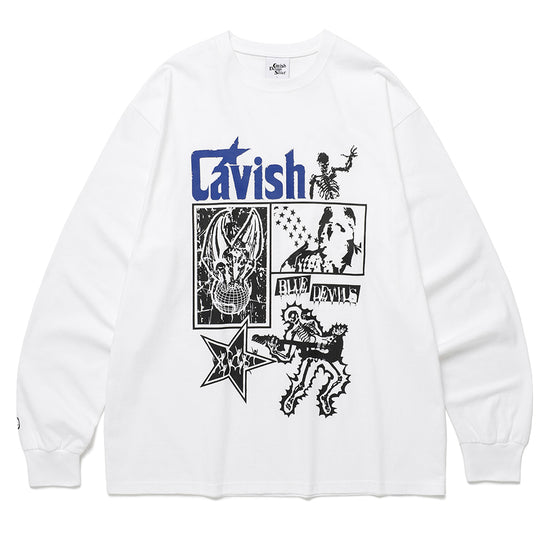 Cavish Lightning Skeleton Long Sleeve Tee in White