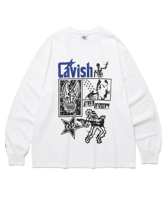Cavish Lightning Skeleton Long Sleeve Tee in White