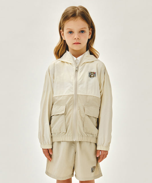 Marithé François Girbaud Kids Bear Classic Logo Windbreaker Beige