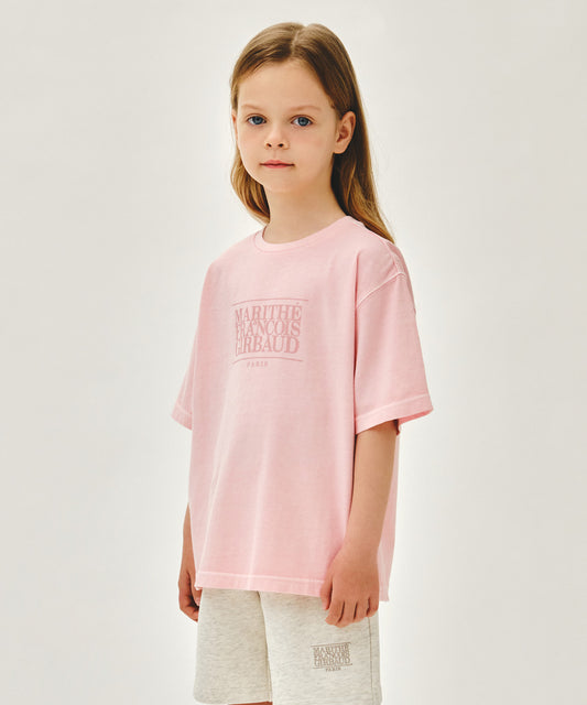 Marithé François Girbaud Kids Classic Logo Dyeing Oversized Tee Light Pink